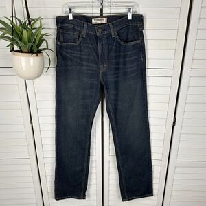 New Levis 505 Straight Leg Jeans Dark Blue Wash Tan Two Toned Mens‎ Size 33x32